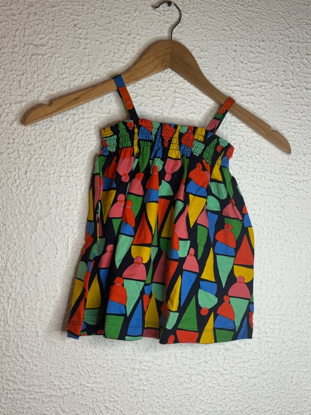 Hanna Andersson Black Sundress with Multicolor Geometric Print